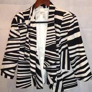 Dressbarn Black and White Open Front Blazer | Size S